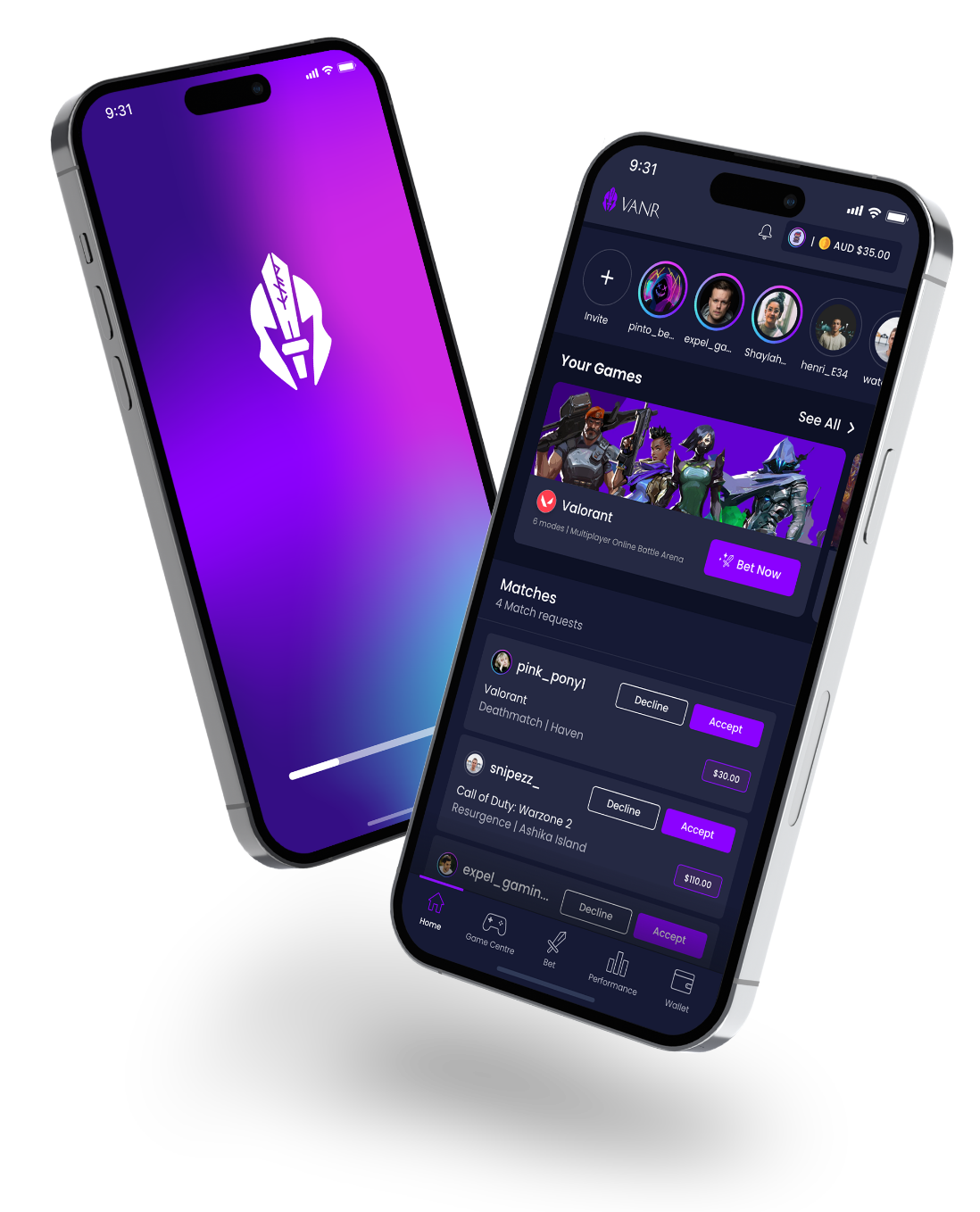 Vanr skill wagering app on mobile