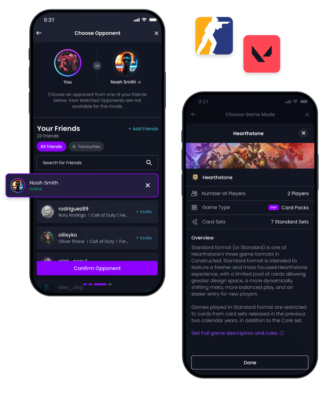 Choose opponent preview